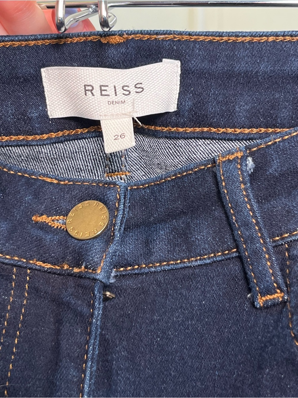 Reiss Dark Navy High-Rise Flare Jeans bell bottom - Picture 2 of 11